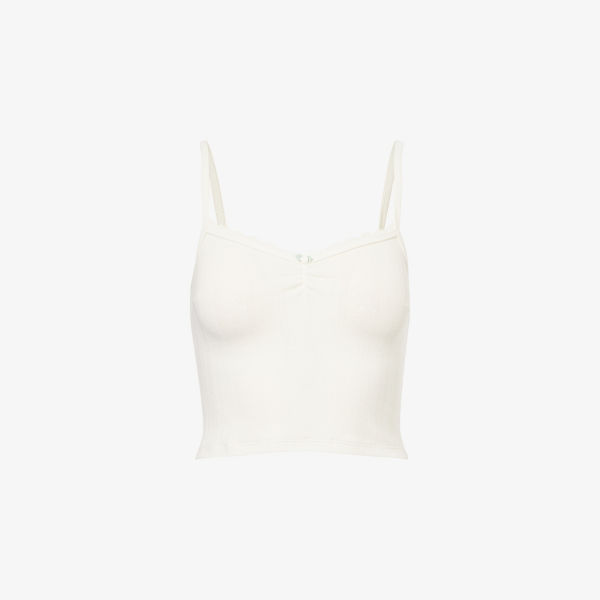 

Пижамный топ с укороченным рукавом из хлопка с эффектом плетения пойнтель Lounge Underwear, белый