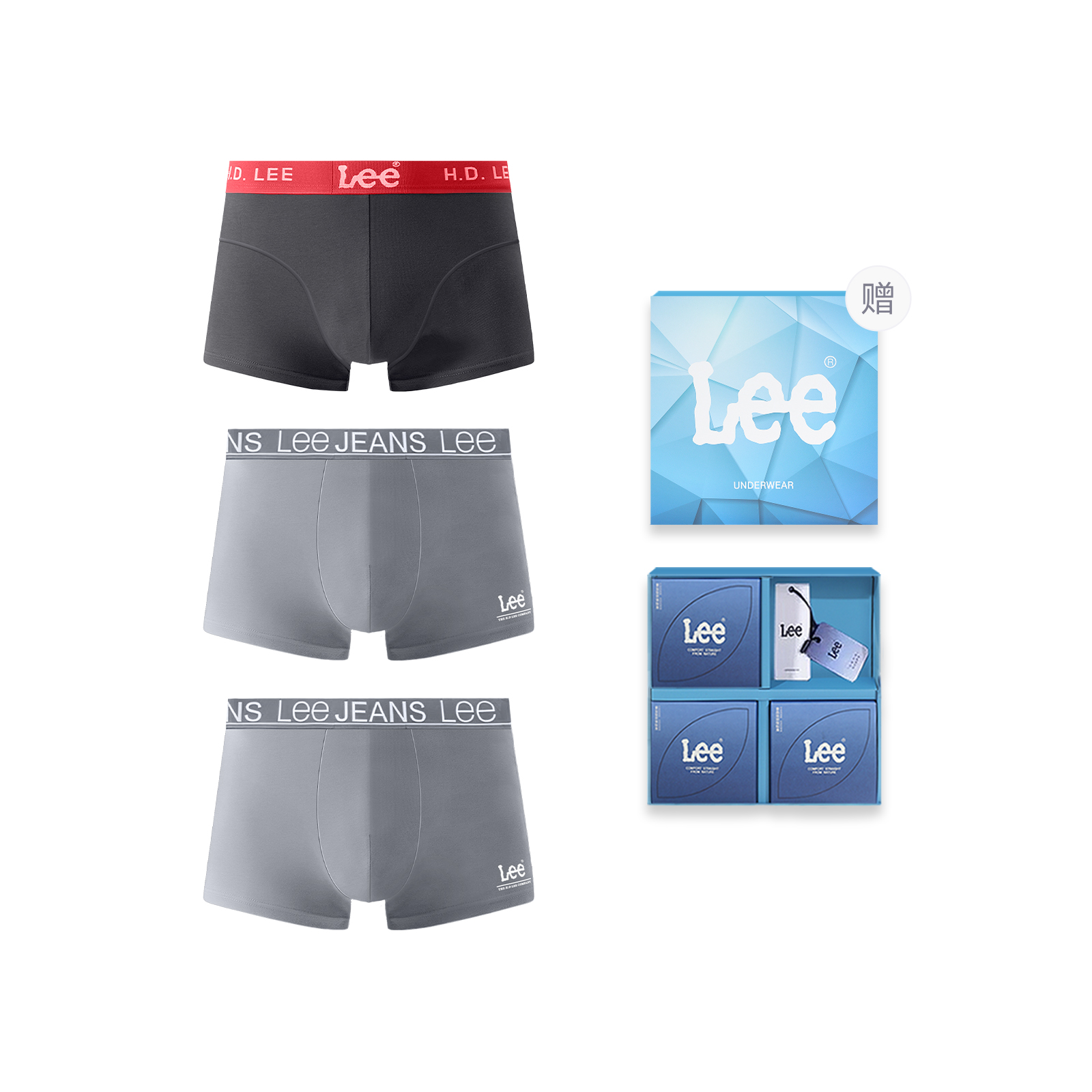 

Edge Color 3.0 трусы подарочные наборы мужские 3 шт Lee, серо-зеленый