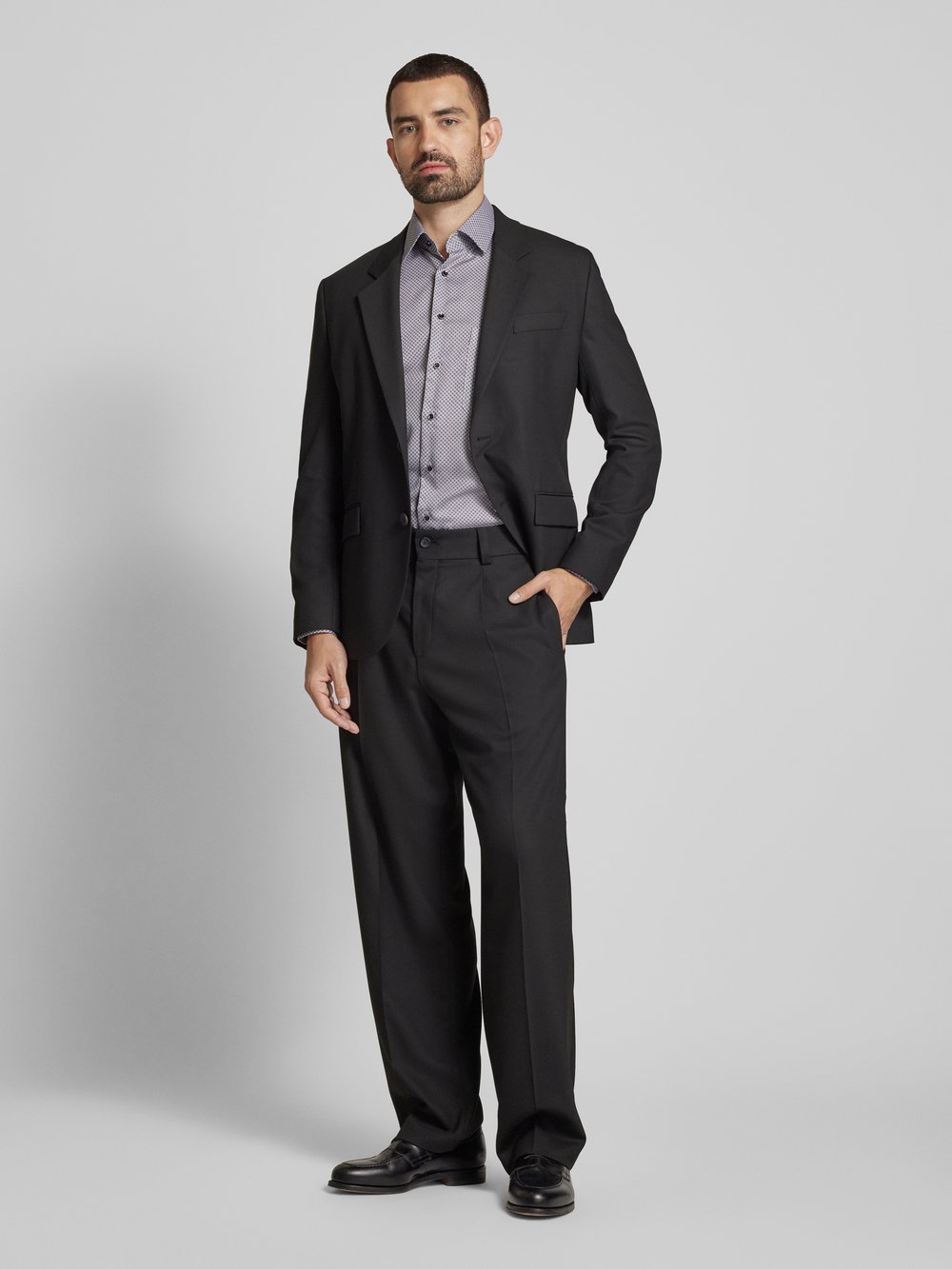 

Рубашка делового покроя Comfort Fit с планкой на пуговицах ETERNA, черный
