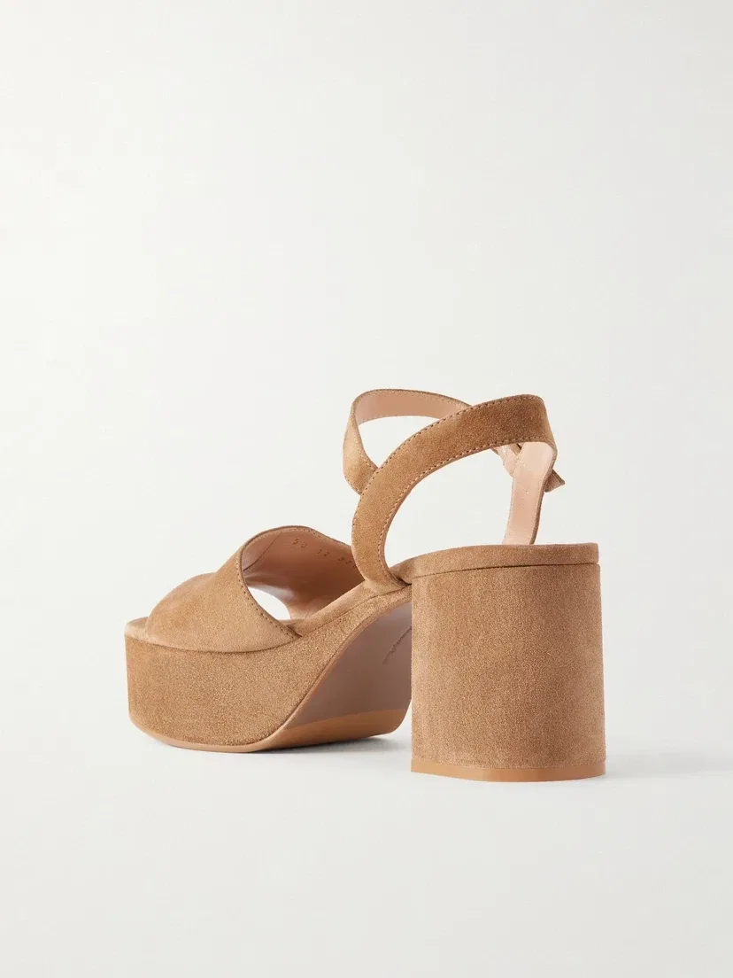 Босоножки на платформе Carol 35 из замши Gianvito Rossi, бежевый — фото 3
