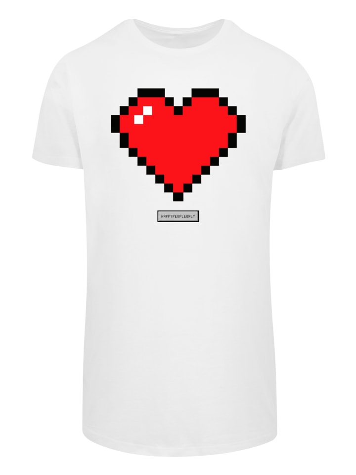 

F4NT4STIC Футболка с длинными рукавами, пиксельное сердце, позитивные эмоции, счастливые люди в белом
