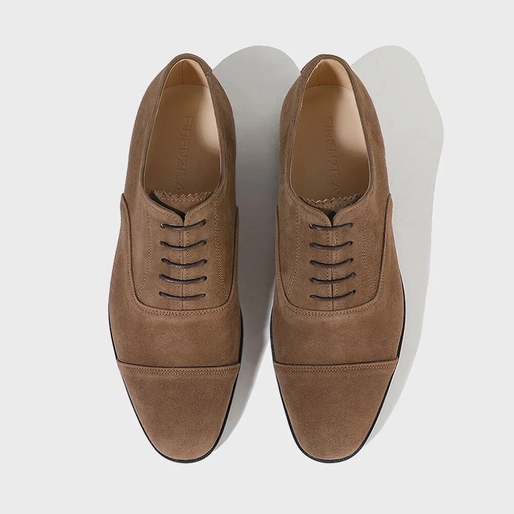 Мужские оксфорды Firenze.A Straight Tip Standard Lambskin Suede 4006-QS, средне-коричневые