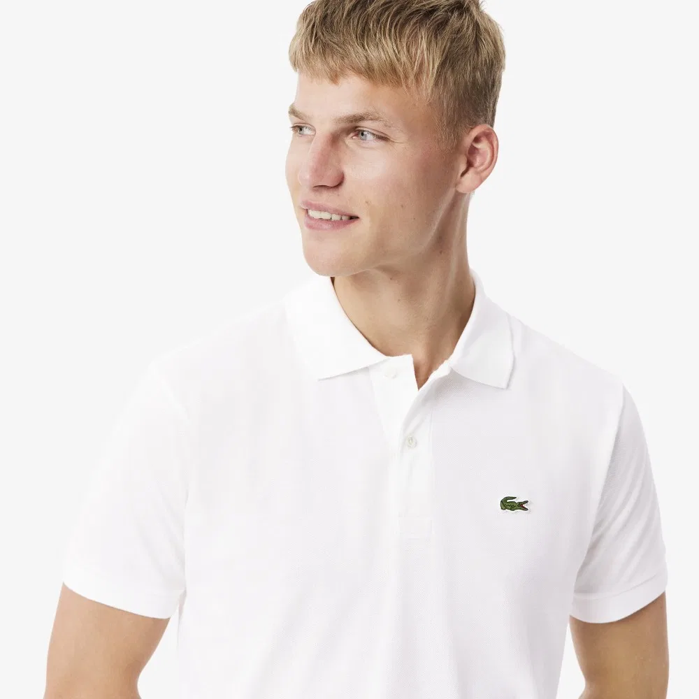 Футболка-поло Lacoste Мужская Классическая с коротким рукавом, 100% хлопок, белый — фото 2