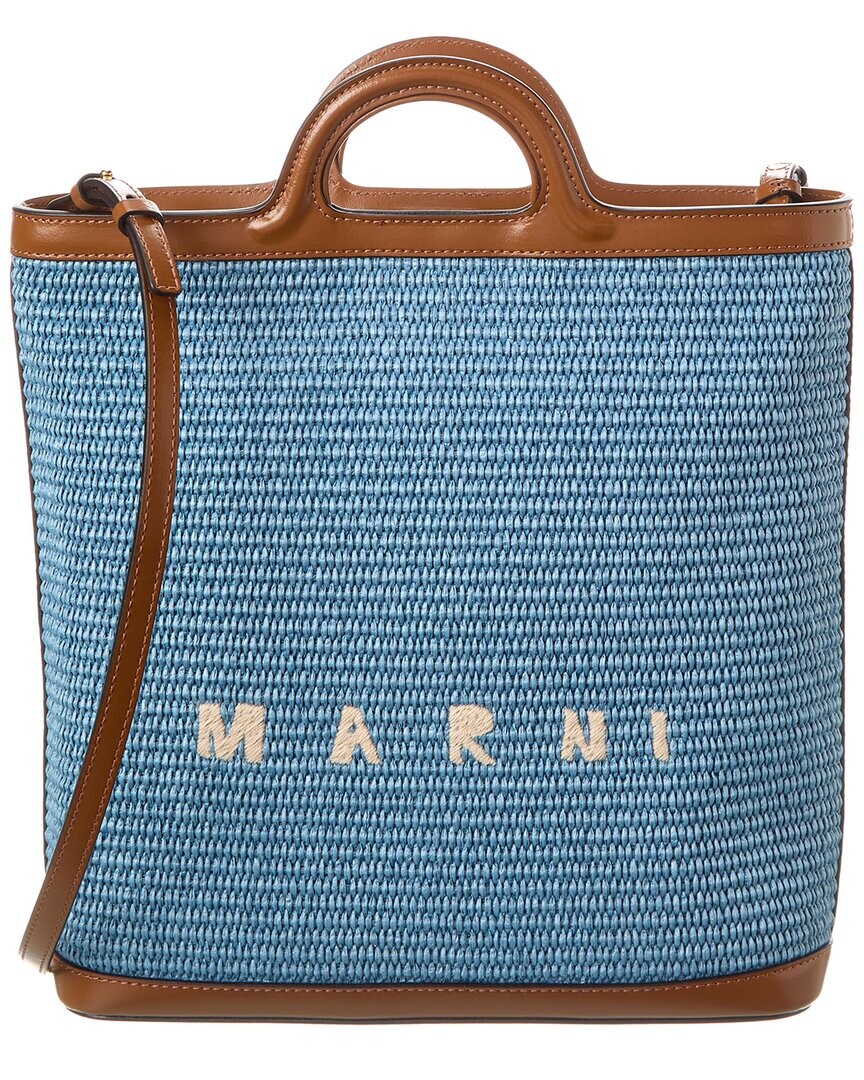 

Сумка-тоут Marni Tropicalia из соломы и кожи, синий