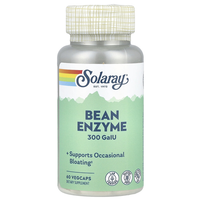 

Solaray, Bean Enzyme, 300 GaIU, 60 растительных капсул