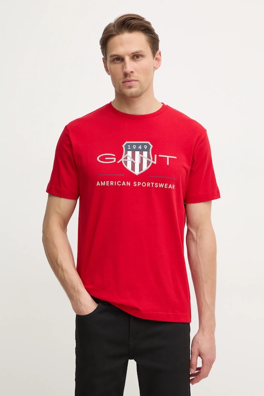 

Хлопковая футболка Gant, красный