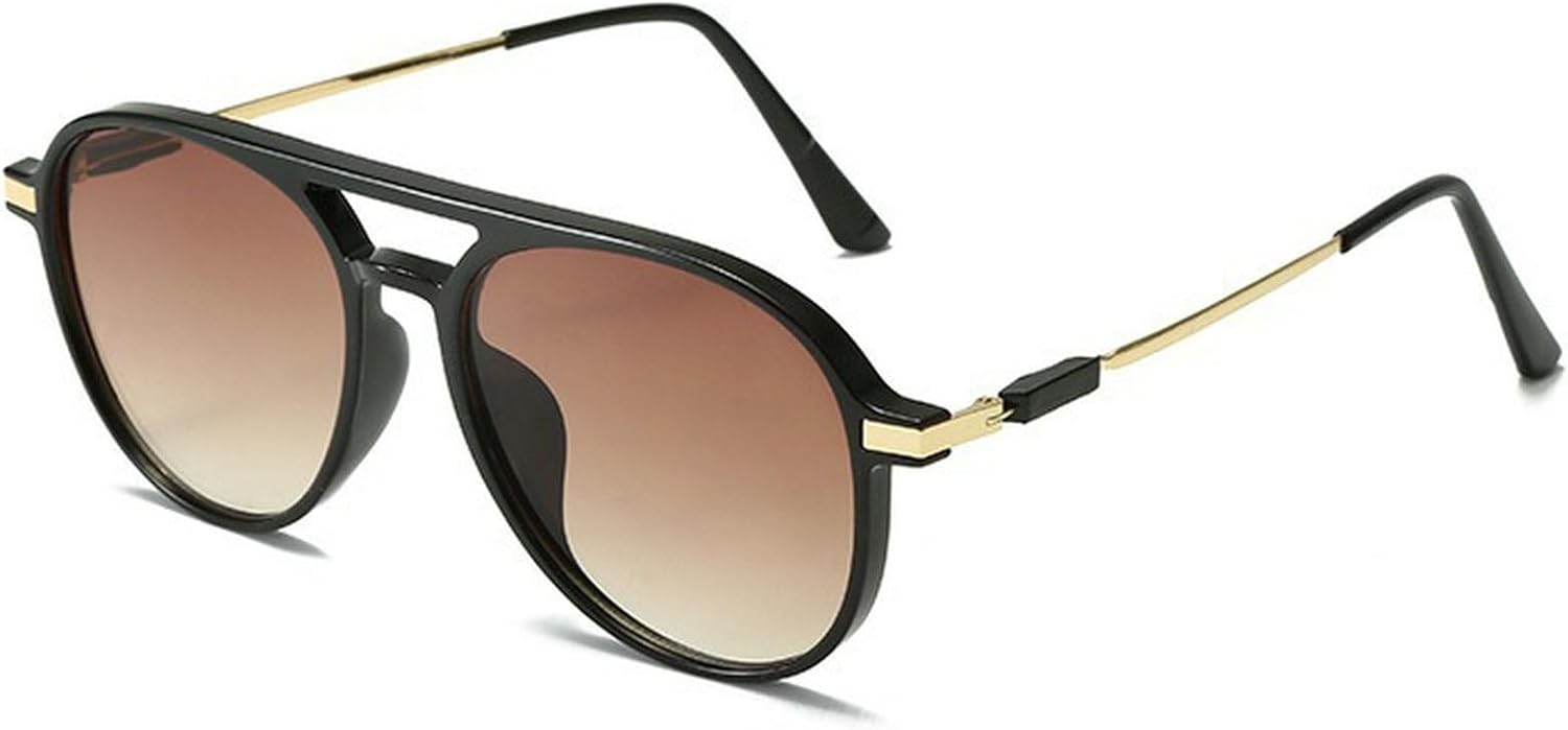 

Женские солнцезащитные очки-пилот большого размера в стиле ретро, ​​модные круглые солнцезащитные очки с большими коричневыми линзами, винтажные очки с двойным дужком mincl, C2