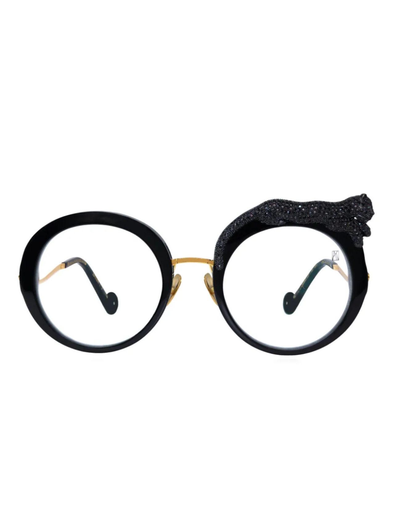 

Круглые очки ANNA-KARIN KARLSSON в форме пантеры с кристаллами, черный