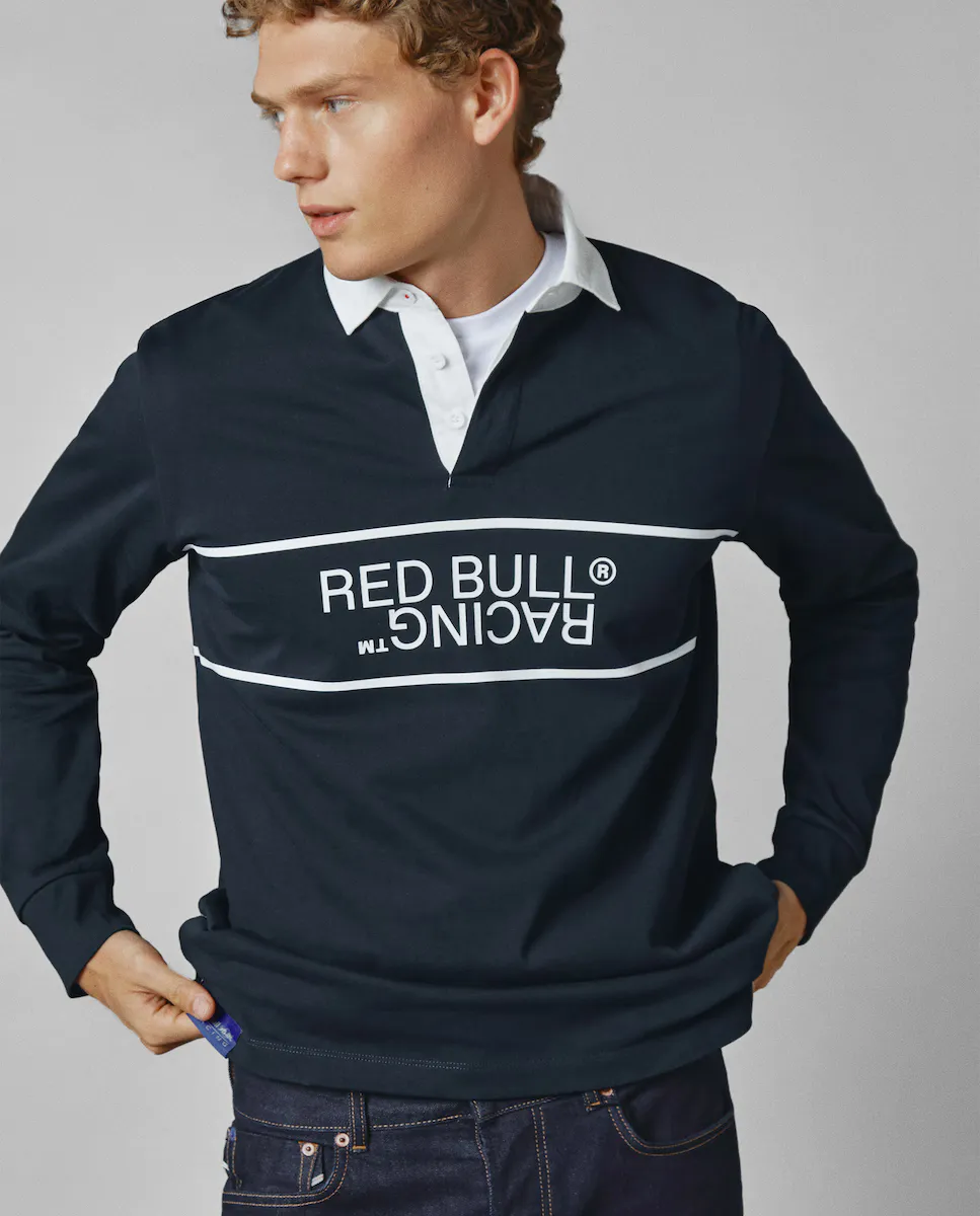 

Мужское поло для регби Red Bull Racing с длинными рукавами и принтом логотипа Pepe Jeans, темно-синий