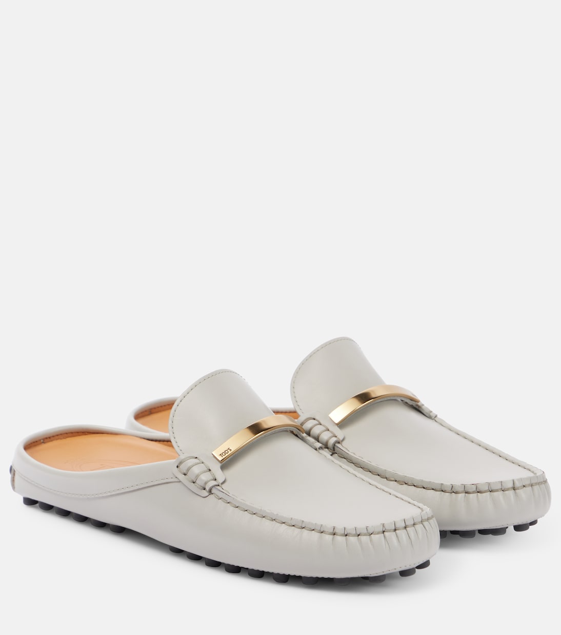 Мюли из кожи Gommino Tod's, Grigio Satellite