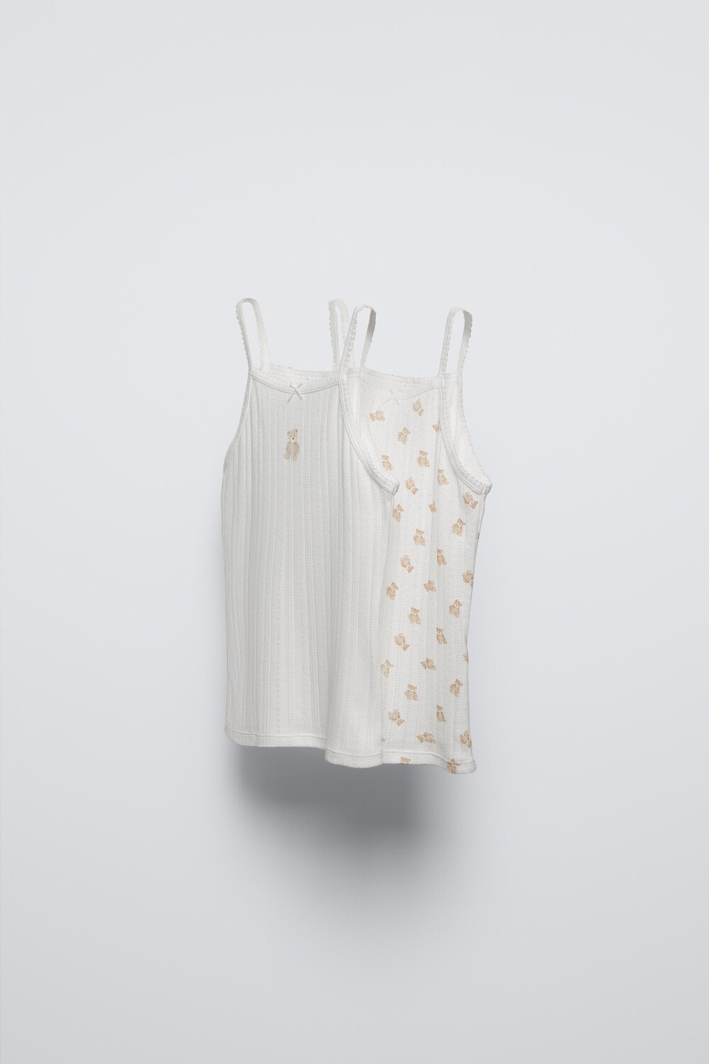 

Топ-майки с прямым вырезом ZARA, экрю