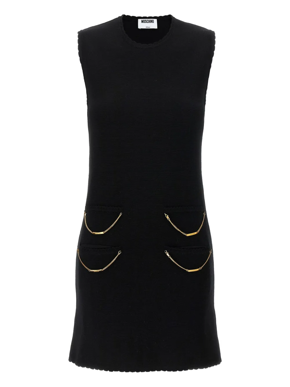 

Платье мини с цепочкой Moschino, черный