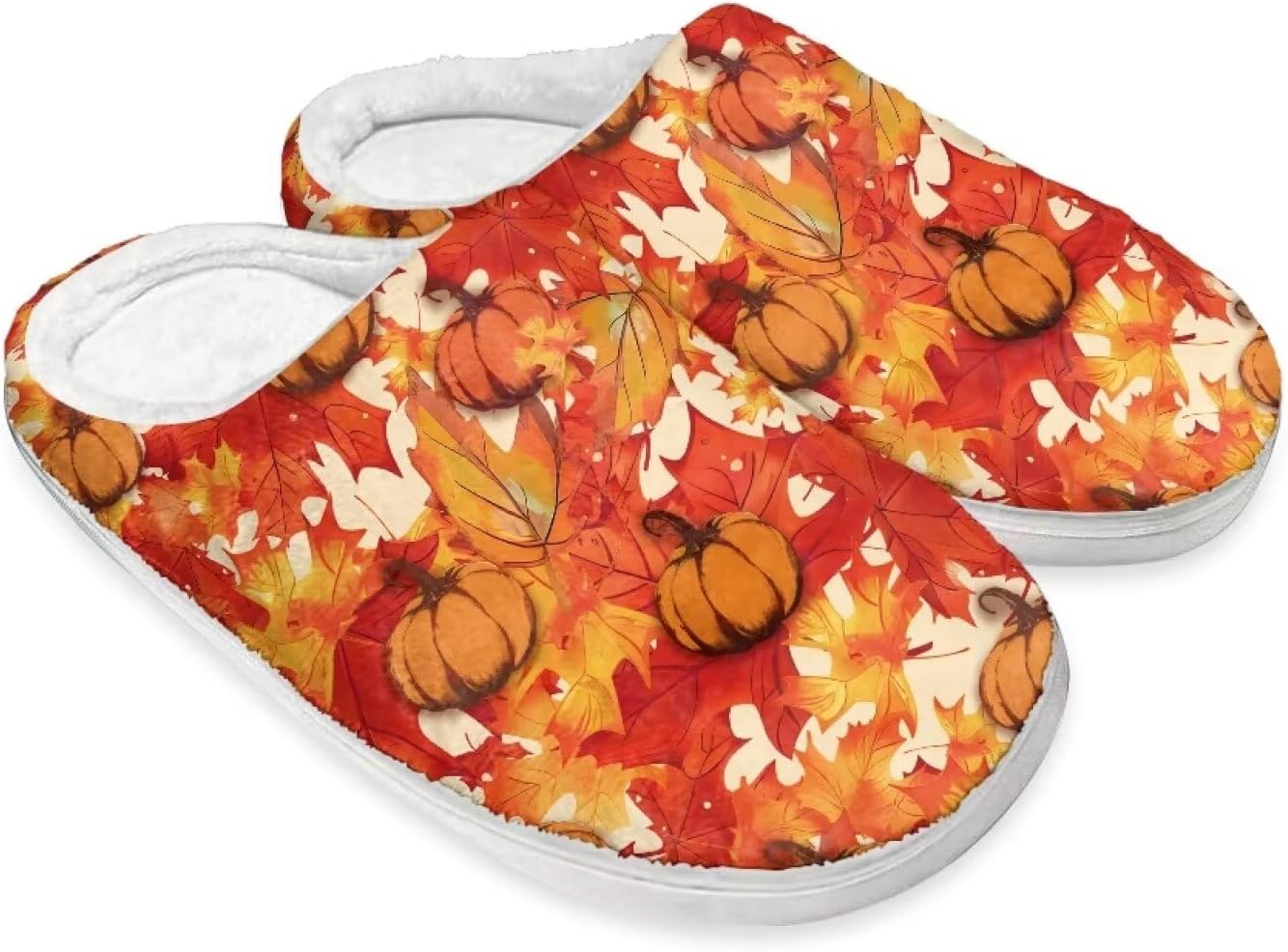 

Домашние тапочки Buxolandt Holiday Thanksgiving для женщин и мужчин- мягкие теплые тапочки для спальни, Pumpkin Maple Leaf