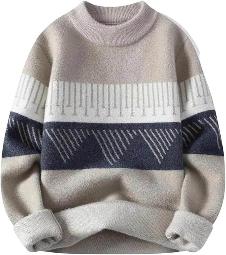 

Мужской осенний свитер из кашемира с круглым вырезом, теплый