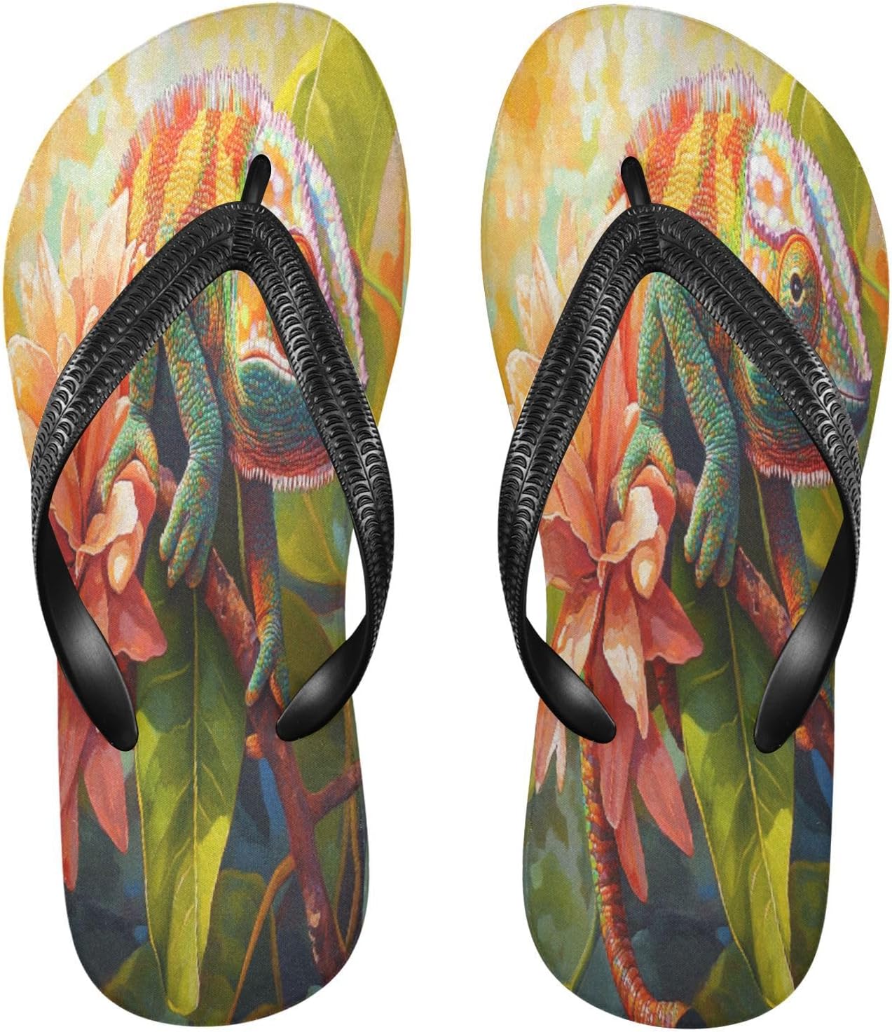 

Мужские и женские пляжные шлепанцы с цветочной ящерицей оранжевого цвета, резиновые, нескользящие, летние тапочки для ходьбы Sinestour
