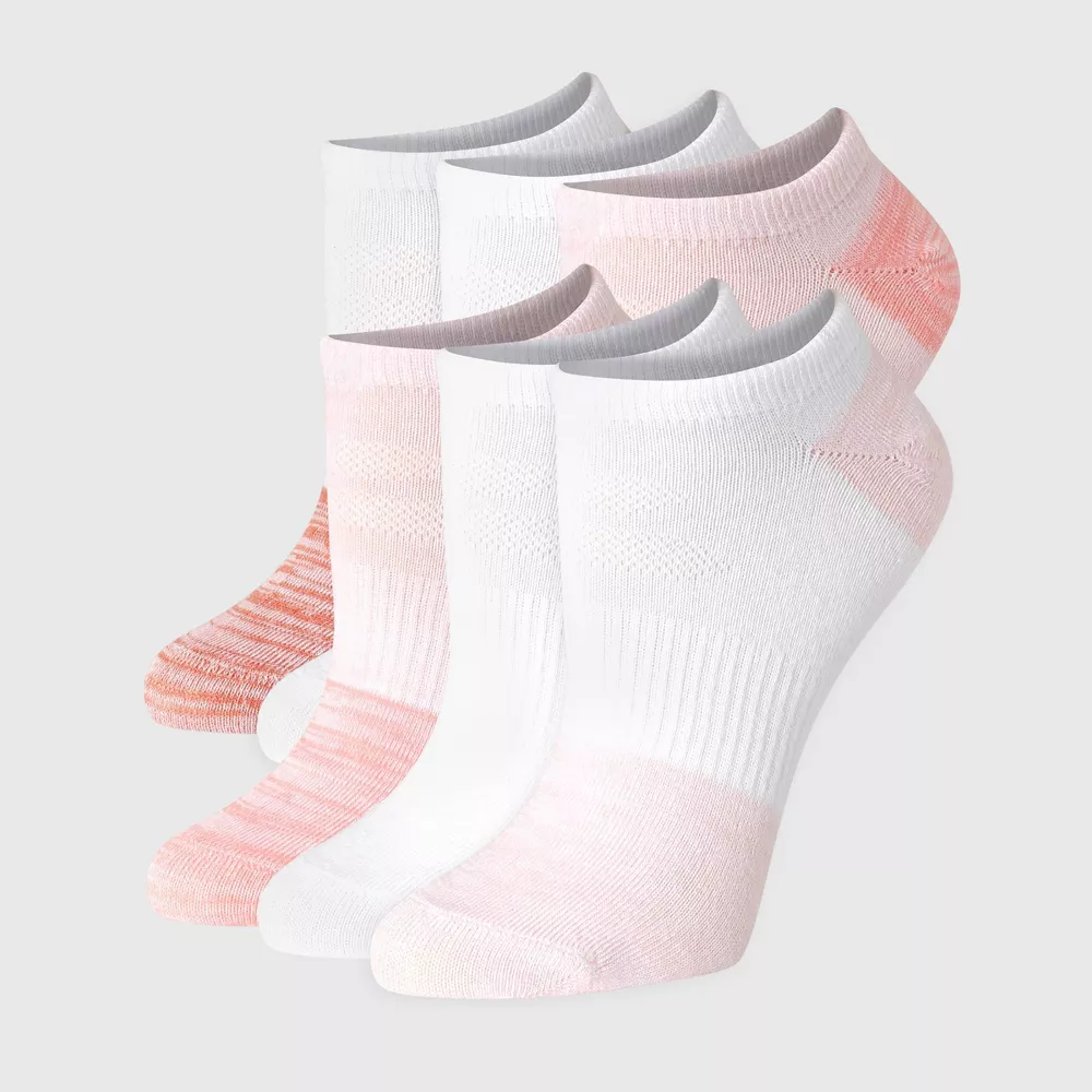 

Женские легкие носки Hanes Performance 6pk No Show, цвет Coral/Blush/Copper