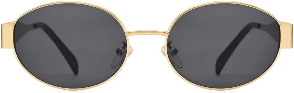 

Ретро-очки овальной формы для женщин и мужчин, модные солнцезащитные очки, классические, с защитой от УФ-излучения UV400, модель LA2097 (золотой/черный) Generic, Gold/Black