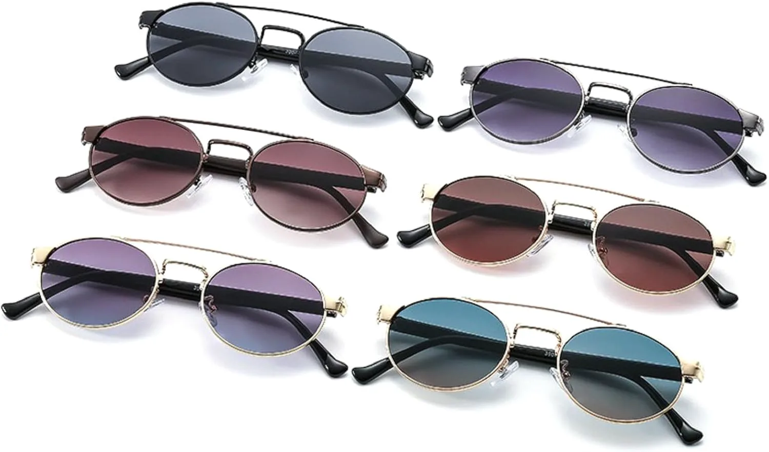 

Винтажные ретро-солнцезащитные очки овальной формы для женщин и мужчин, модель 2024, с двойной металлической оправой, унисекс, круглые очки N45 mincl, Brown