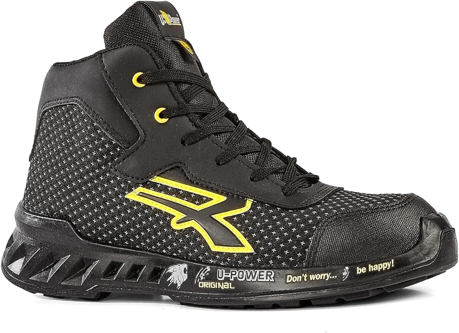 Мужские кроссовки U Power Scarpe Antinfortunistiche Da Lavoro,Scarpa Bassa,мод.Joe S ESD S3s Ci Fo Sr,puntale Antiperforazione No MetalFire Protection Shoes, черный/желтый — фото 2