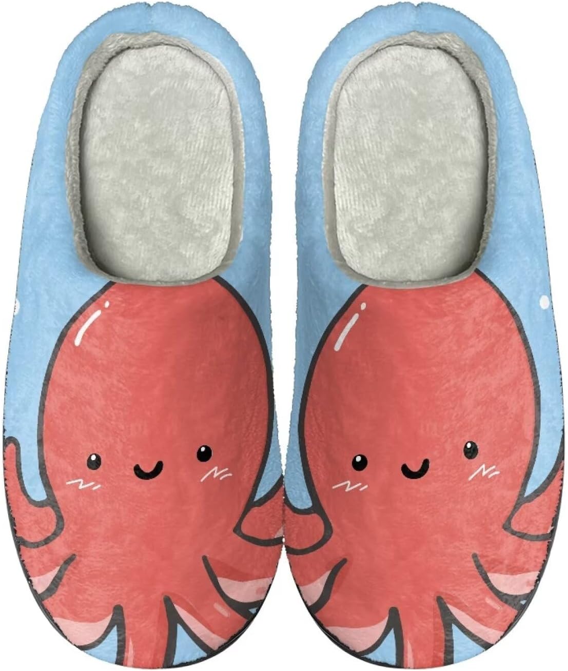 

Мультяшные тапочки Howilath из флиса для мужчин и женщин, антискользящие, теплые и дышащие, размеры-2XL, Cartoon Octopus