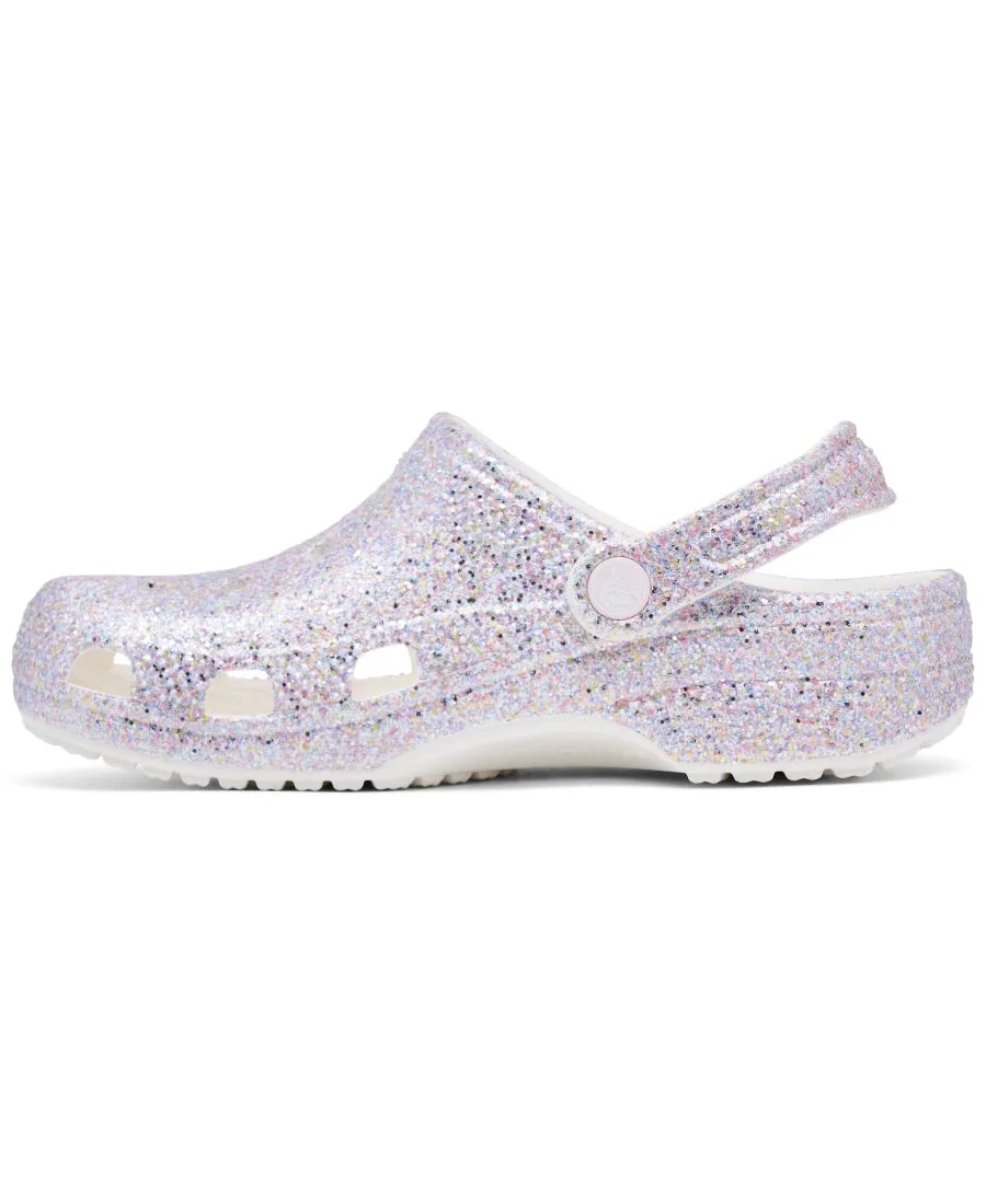 Классические сабо с блестками для девочек от Finish Line Crocs, белый — фото 3