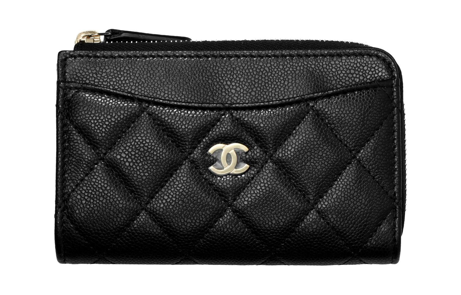 

CHANEL Женский картхолдер из зернистой кожи кавиаровой коровы черный