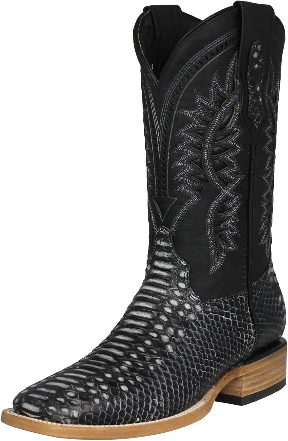 

Мужские серые ковбойские сапоги Texas Legacy с кожей под змею и питона, квадратный носок