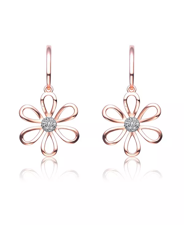 

Серьги-Цветы с покрытием из 18-каратного розового золота и прозрачными кубическими цирконами в форме шестилепестков Genevive, pink