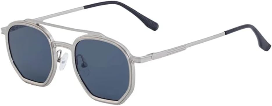 

Мужские солнцезащитные очки в металлической многоугольной оправе, ретро-стиль, роскошные, с декоративным солнцезащитным козырьком, устойчивые к ультрафиолетовому излучению TVTBBVV, Silver Black