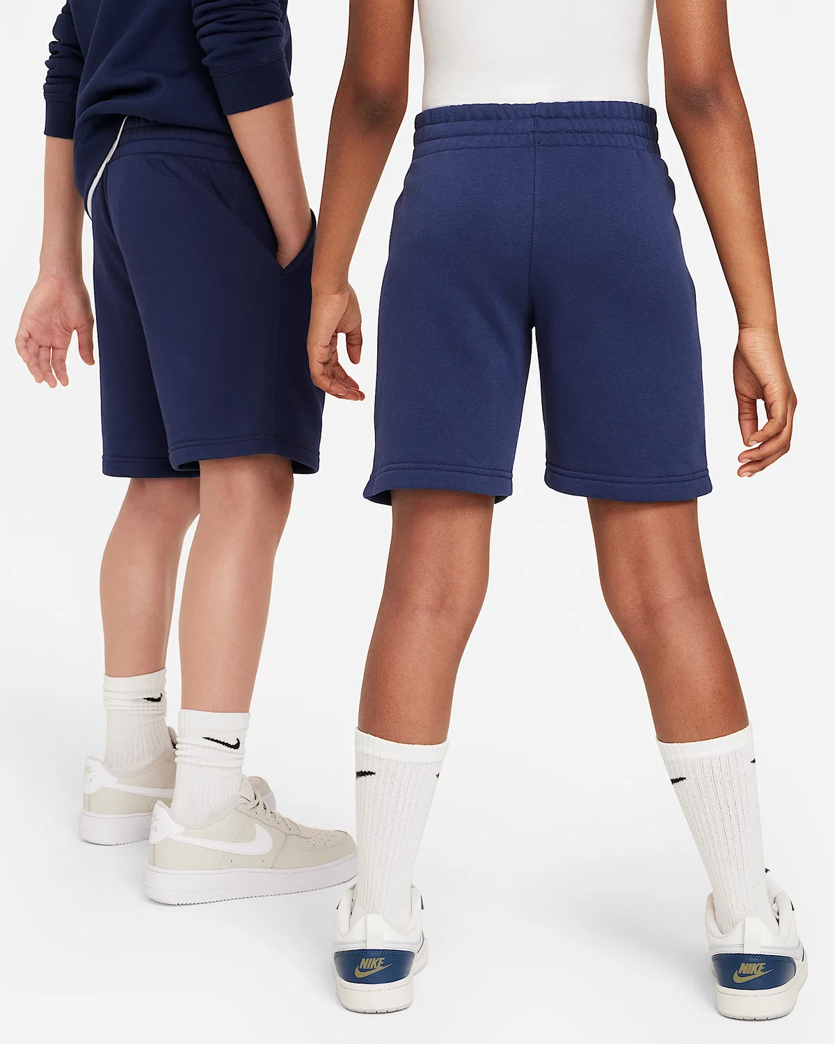 Детские шорты Nike Sportswear Club Fleece из французского флиса, Midnight Navy/White — фото 2