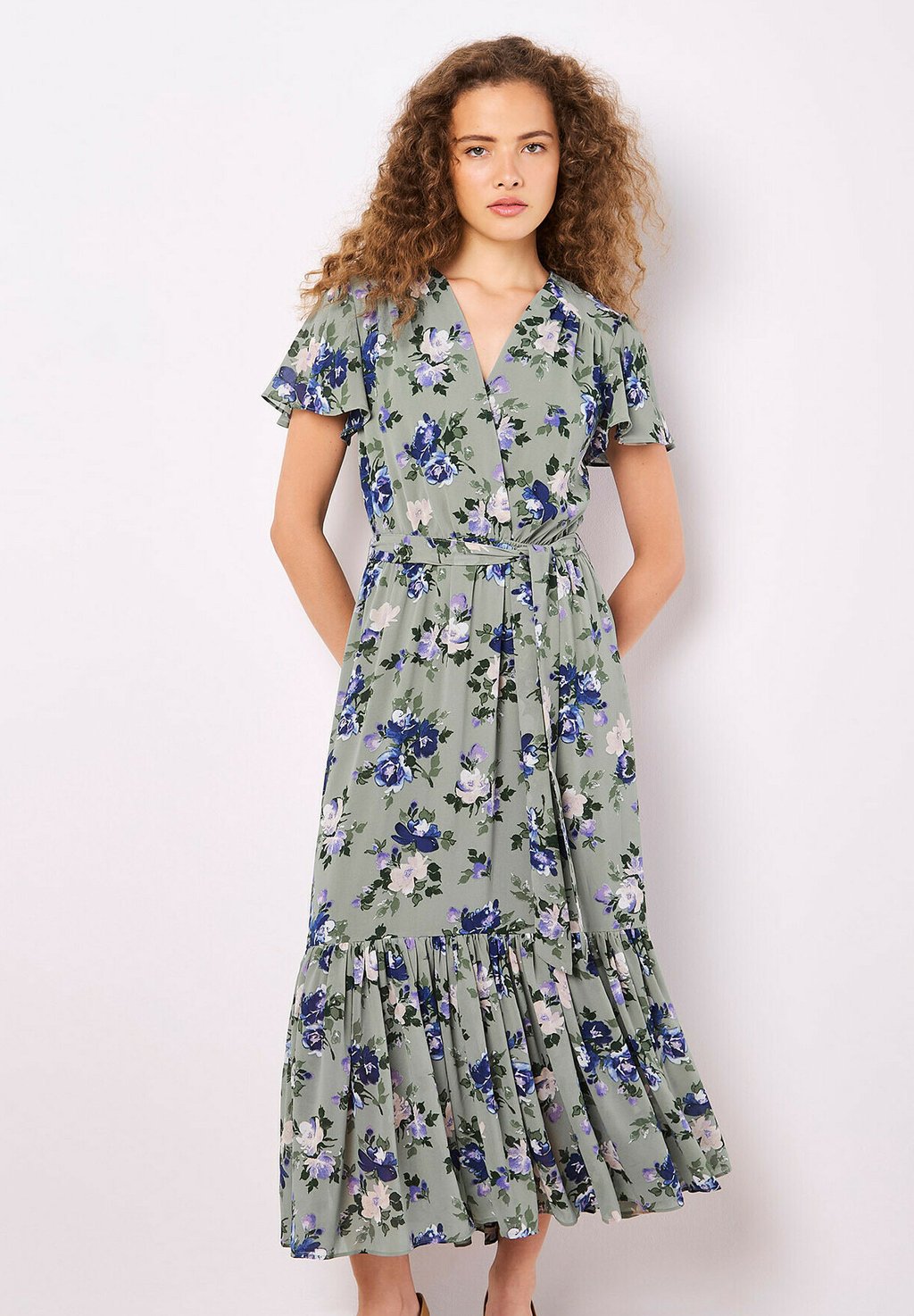 

Длинное платье FLORAL WRAP Apricot, мятный