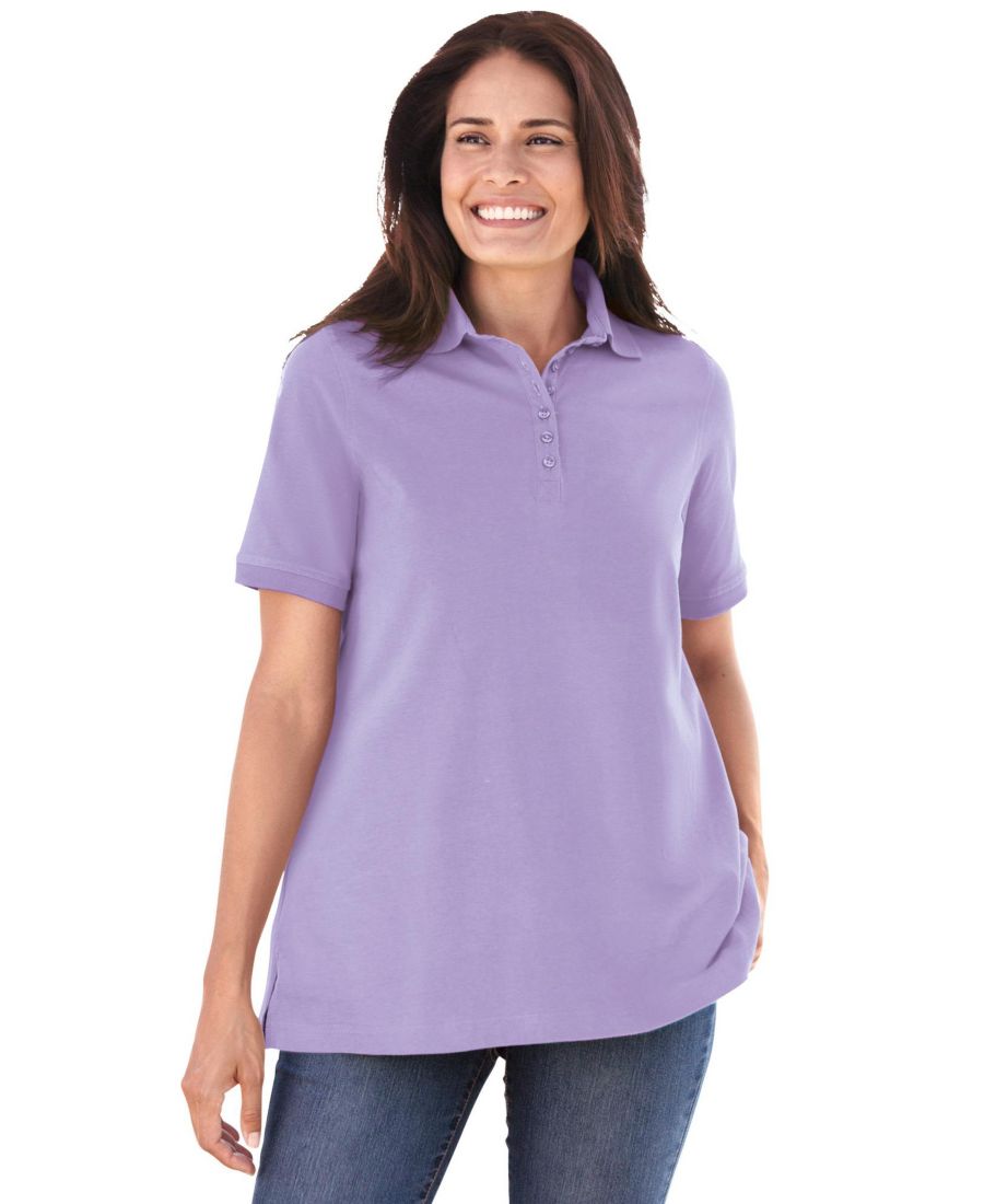 

Женская поло-рубашка больших размеров с коротким рукавом Woman Within, Soft iris