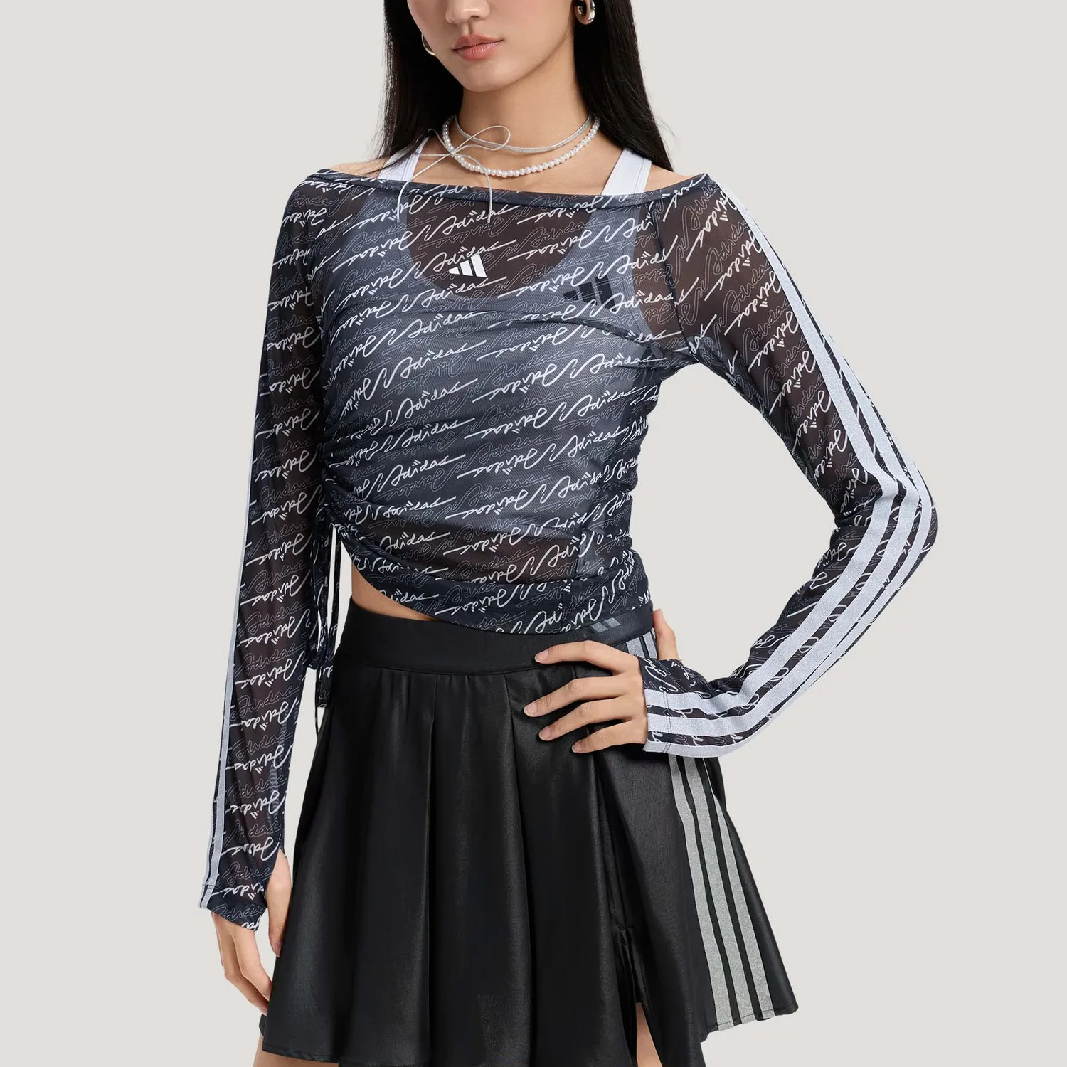 Adidas Футболка для танцев Women's Black с лодочкой Moderate Straight Fit — фото 4