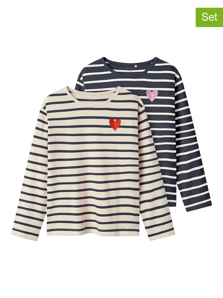 

Лонгслив name it 2er-Set: Longsleeves, цвет Dunkelblau/Creme