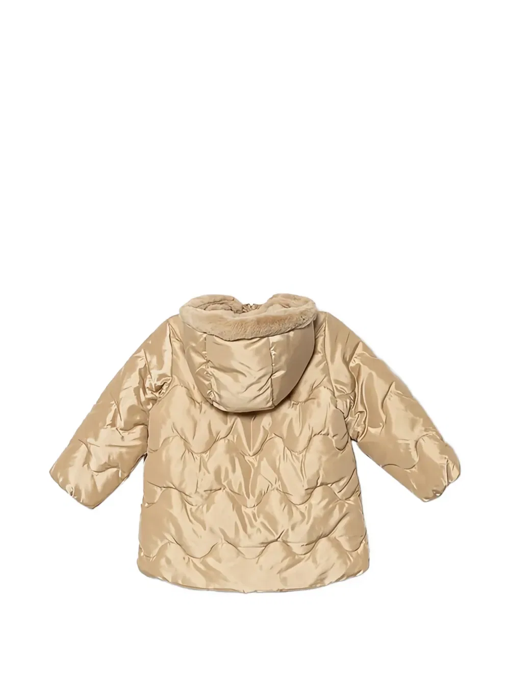 Стеганое пальто с капюшоном Benetton, золото — фото 2