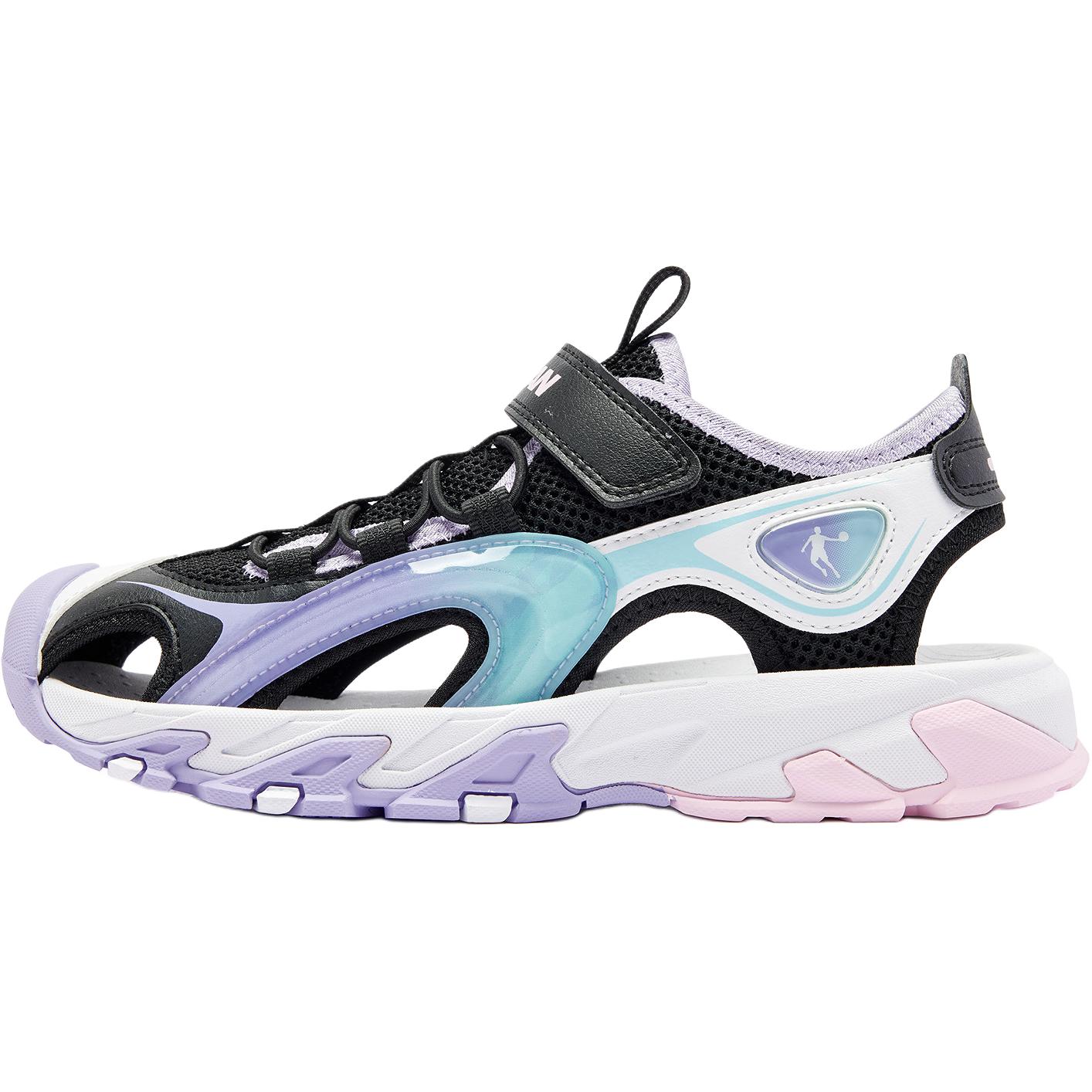 

Нескользящие и дышащие низкие детские сандалии для подростков QIAODAN, черный/фиолетовый