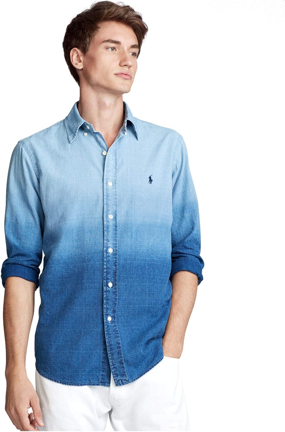 

Polo Ralph Lauren мужская рубашка классического кроя с эффектом омбре, Blue