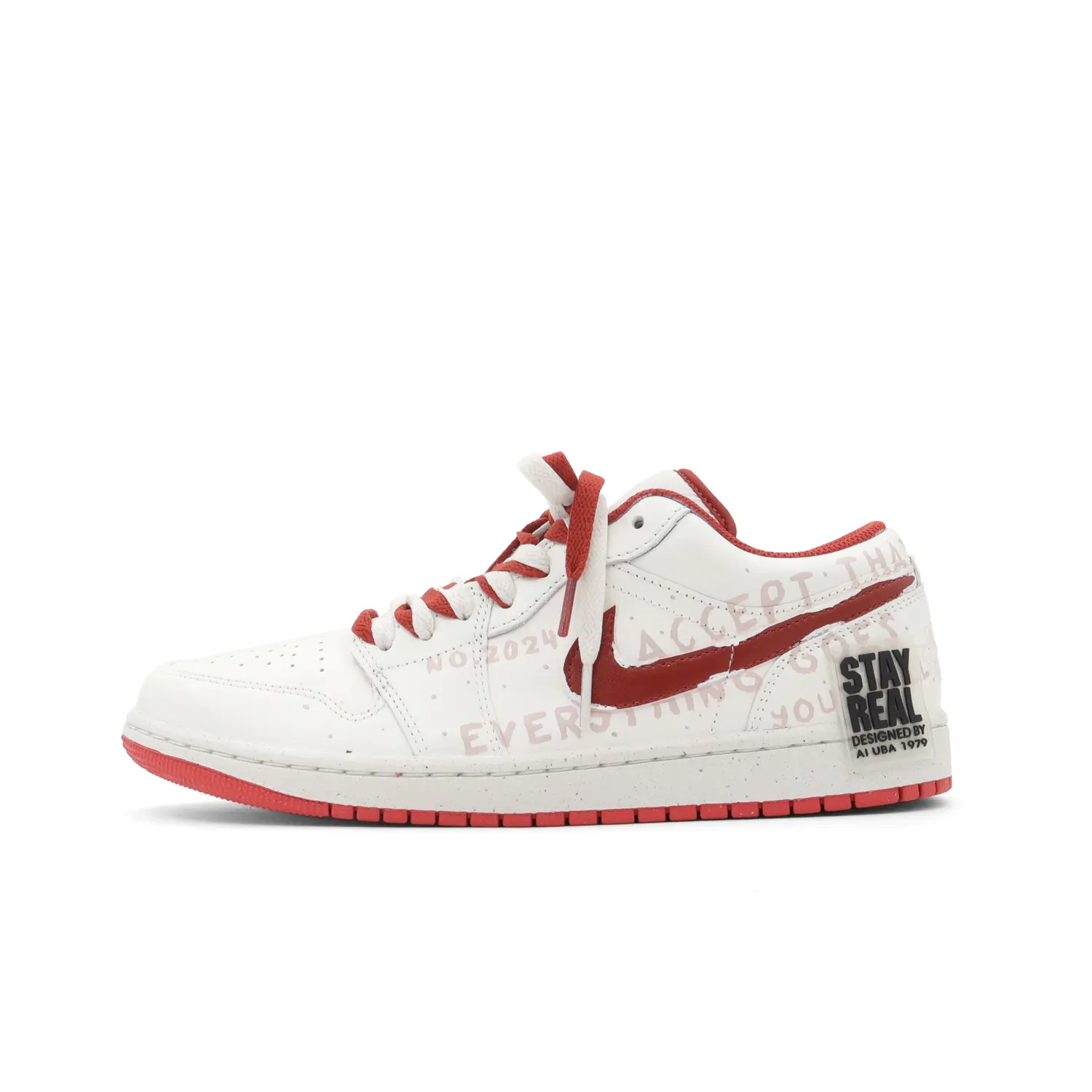 

Кроссовки Air Jordan 1 Vintage Basketball Shoes Women's Low-top Beige/Red, бежевый/красный