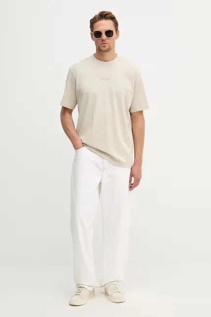 Футболка хлопковая Tee 10 BOSS Green, бежевый — фото 2