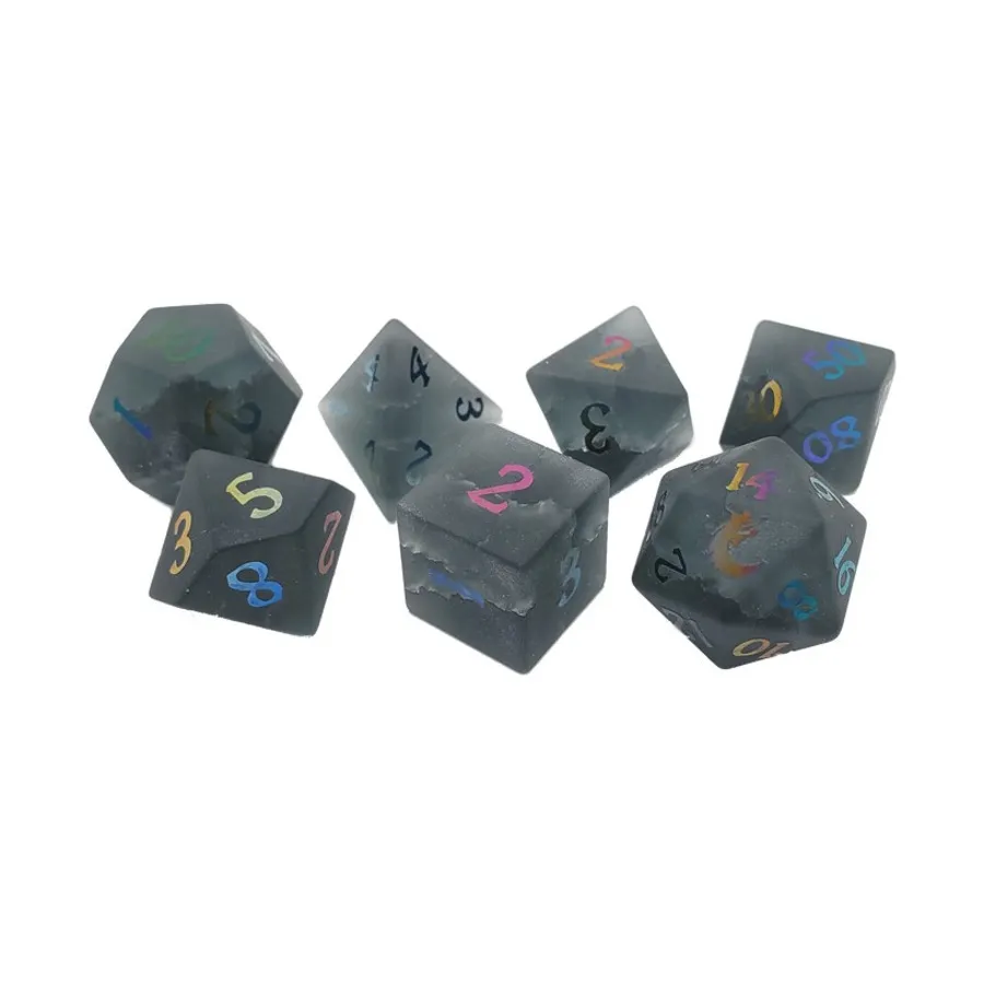 

Набор Poly — матовое стекло, обсидиан со спектром (7), Gemstone Dice (Old School Dice & Accessories)