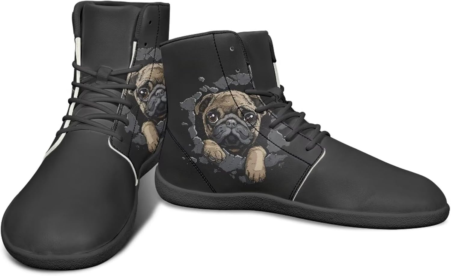 

Высокие кроссовки с животным принтом для мужчин, босоножки, противоскользящие беговые кроссовки, заземленная обувь, повседневные спортивные кроссовки Watdotory, Pug Pattern