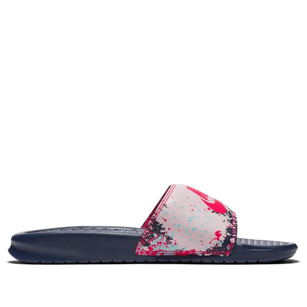 Тапочки benassi jdi print splash ink minimalistic black pink slippers Nike, розовый — фото 2
