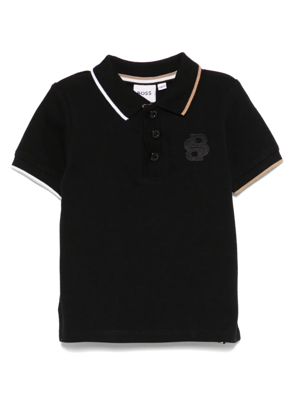

Рубашка поло с вышитым логотипом BOSS Kidswear, черный