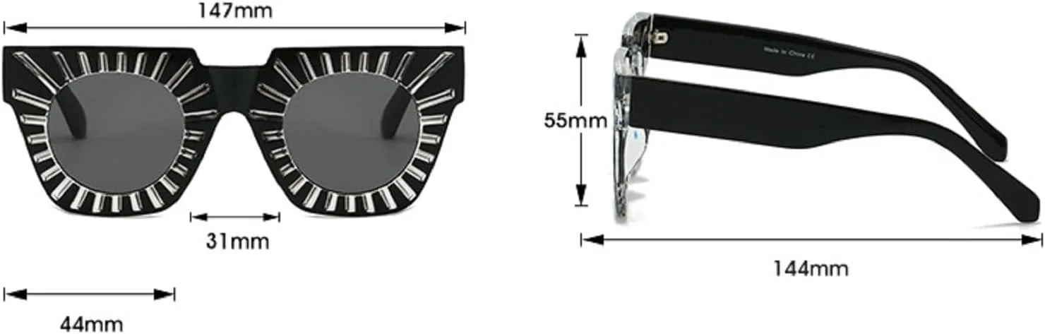 

Женские солнцезащитные очки Melrose Square Punk Shield 2024, роскошные очки «кошачий глаз» для женщин, солнцезащитные очки с защитой от УФ-излучения UV400, Black