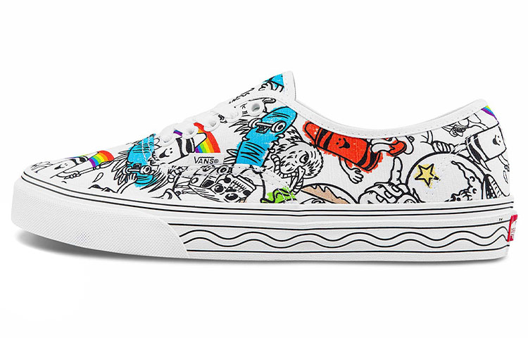 

Кроссовки Vans Crayola X Vans Authentic Low Top Fashion Casual Skate Shoes White Black Graffiti Unisex 'White Black'