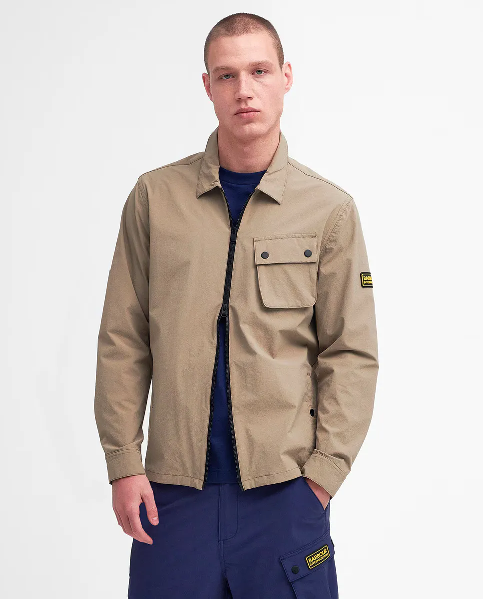 

Мужская рубашка с длинными рукавами на молнии и пуговицах Barbour, бежевый