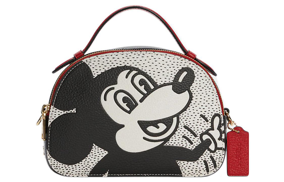 

COACH Сумка-тоут Serena из шагреневой кожи от Disney, маленькая, через плечо, черно-белая, женская