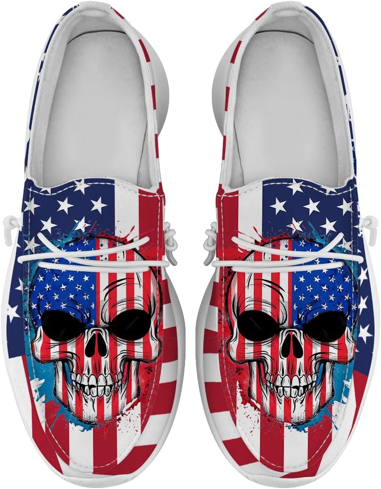 

Мокасины Quorax для женщин и мужчин красно-бело-синие слипоны кроссовки Подарки для мужчин и женщин