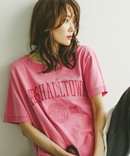 

Футболка, колледж-кроссовка, Pigment College GLOBAL WORK, розовый