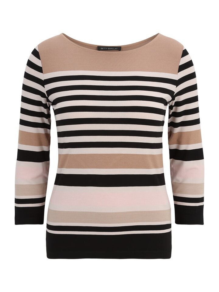 

Футболка Betty Barclay Basic Shirt mit U-Boot-Ausschnitt, цвет Beige/Schwarz